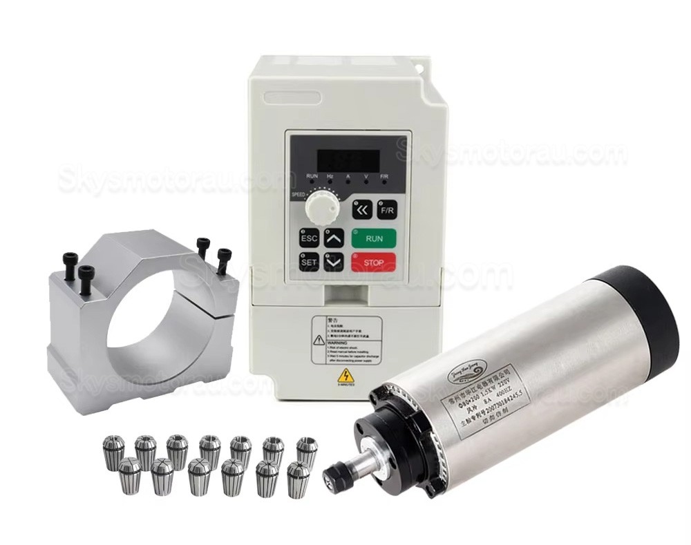 1.5KW VFD Spindle Kit OSP001696 Indc. Air Cooled Spindle Motor + Variable Frequency Drive + 13Pcs ER11 Collet